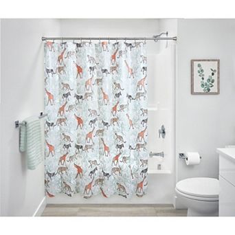 iDesign PEVA Waterproof Safari Shower Curtain with 12 Metal Grommets