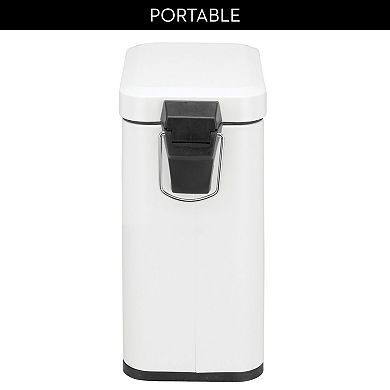 iDesign Rectangular Step-On Steel Wastebasket Trash Can with Removable Bucket Insert