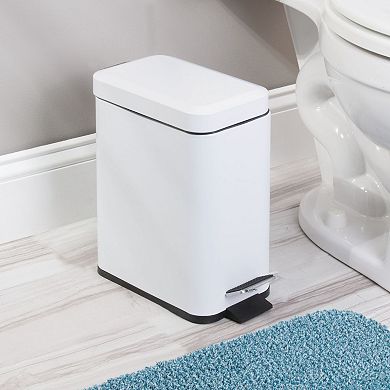 iDesign Rectangular Step-On Steel Wastebasket Trash Can with Removable Bucket Insert