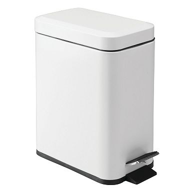iDesign Rectangular Step-On Steel Wastebasket Trash Can with Removable Bucket Insert