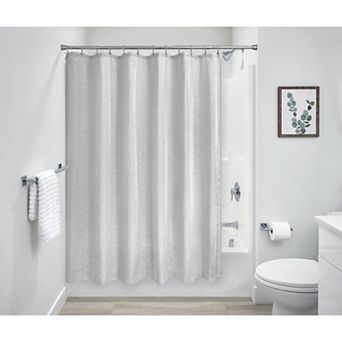 iDesign Classic Stripe Polyester Shower Curtain 12 Reinforced Buttonholes