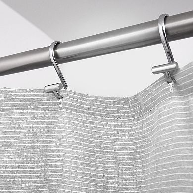 iDesign Classic Stripe Polyester Shower Curtain 12 Reinforced Buttonholes