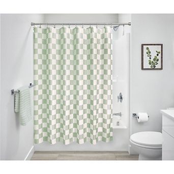 iDesign Checkered Polyester Shower Curtain