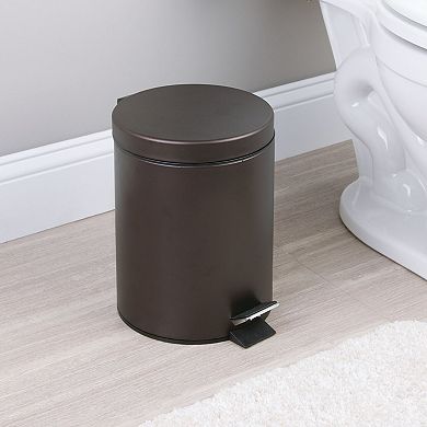iDesign Metal Round Bathroom Step Trash Can