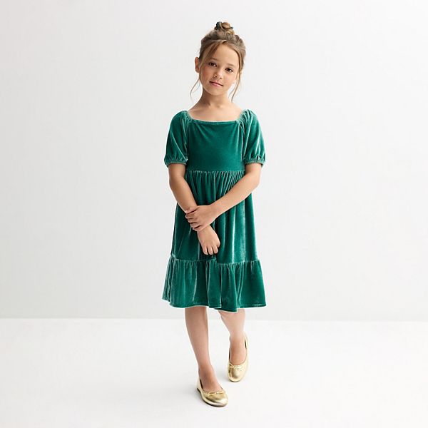 Carter's Girls Velvet Short-Sleeve Occasion Dress - Green 5 Green