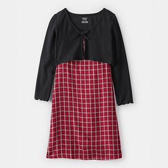 Girls 4-14 Carter's 2 pc Plaid Dress & Ribbed Cardigan Set