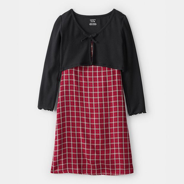 Carter's Girls 4-6x Cardigan and Printed Dress Set, 5, Cotton