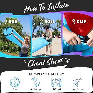 Nevlers Blue Inflatable Lounger with Travel Bag and Pockets