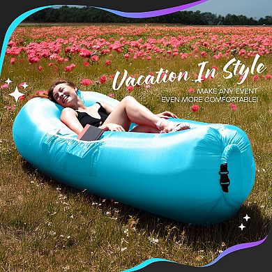 Nevlers Blue Inflatable Lounger with Travel Bag and Pockets