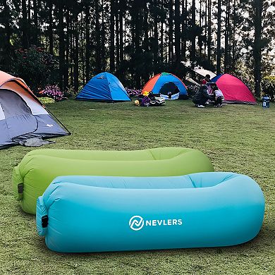 Nevlers Blue & Green Inflatable Loungers (Pack of 2) with Travel Bag and Pockets