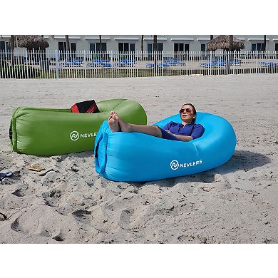 Nevlers Blue & Green Inflatable Loungers (Pack of 2) with Travel Bag and Pockets
