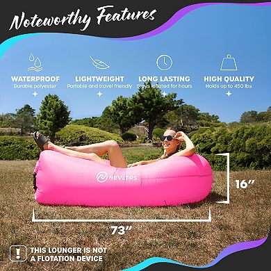 Nevlers Pink Inflatable Lounger with Travel Bag and Pockets