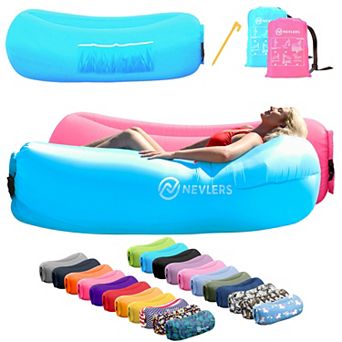 Nevlers Blue & Pink Inflatable Loungers (Pack of 2) with Travel Bag and Pockets