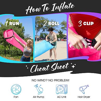 Nevlers Blue & Pink Inflatable Loungers (Pack of 2) with Travel Bag and Pockets