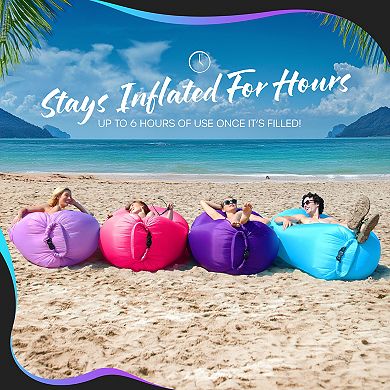 Nevlers Blue & Pink Inflatable Loungers (Pack of 2) with Travel Bag and Pockets