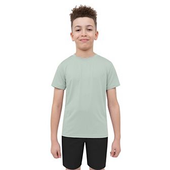 Boys 8-20 Layer 8 Short Sleeve Grid Raglan Top