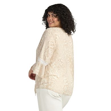 Plus Size AB Studio Tie-Front Flounce Sleeve Top