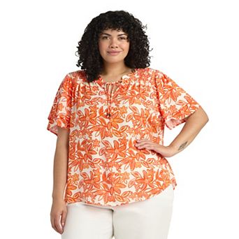 Plus Size AB Studio Flutter Short Sleeve Top