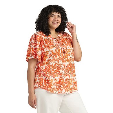 Plus Size AB Studio Flutter Short Sleeve Top