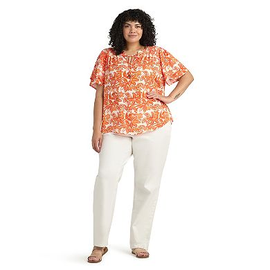 Plus Size AB Studio Flutter Short Sleeve Top