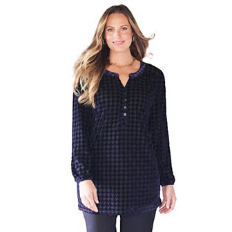 Catherines Women's Plus Size Velvet Peasant Tunic