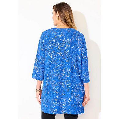 Catherines Women's Plus Size Black Label Metallic Cardigan
