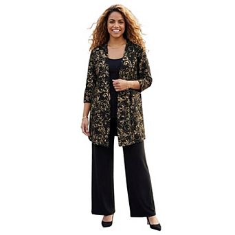 Catherines Women's Plus Size Black Label Metallic Cardigan