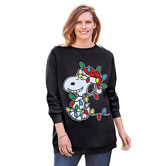 Ellos Women's Plus Size Peanuts Black Lights Sweatshirt