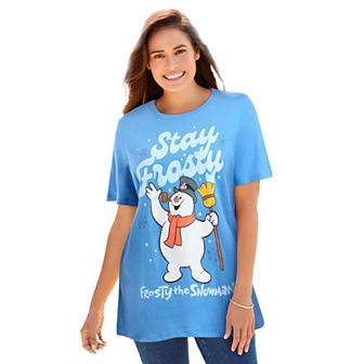 Ellos Women's Plus Size Disney Blue Frosty The Snowman Tee