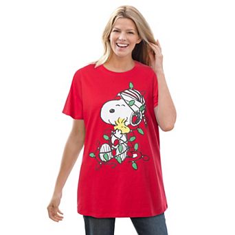 Ellos Women's Plus Size Peanuts Red Light Tee