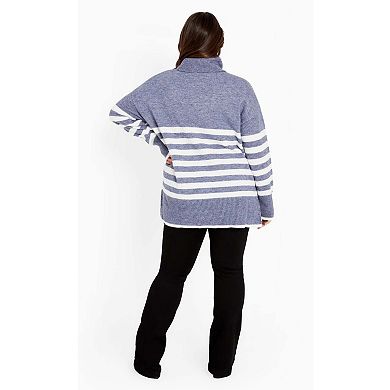 Avenue Women's Plus Size Livvy Roll Neck Stripe Sweater