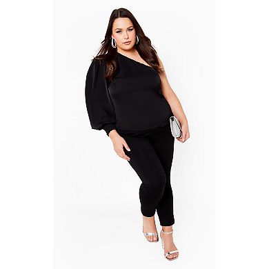 Avenue Women's Plus Size Eva One Shoulder Top