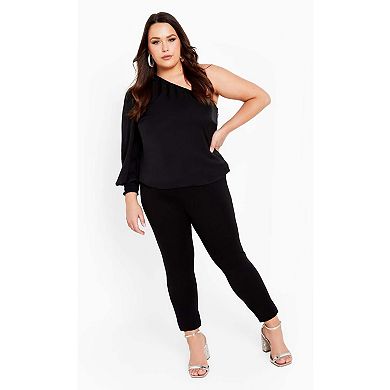 Avenue Women's Plus Size Eva One Shoulder Top