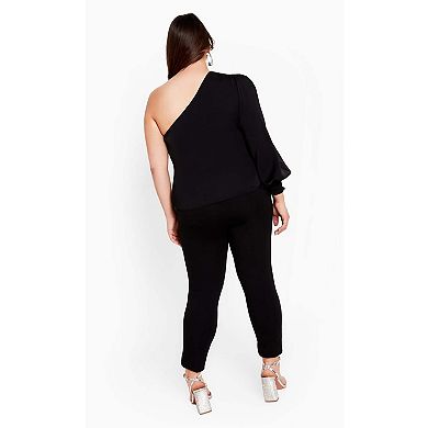 Avenue Women's Plus Size Eva One Shoulder Top