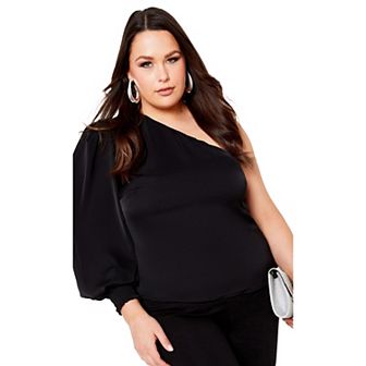 Avenue Women's Plus Size Eva One Shoulder Top