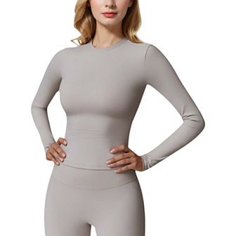 Women's Long Sleeve Seamless Compression Top for Workout and Activewear