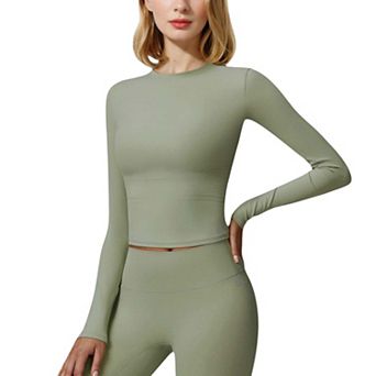 Women's Long Sleeve Seamless Compression Top for Workout and Activewear