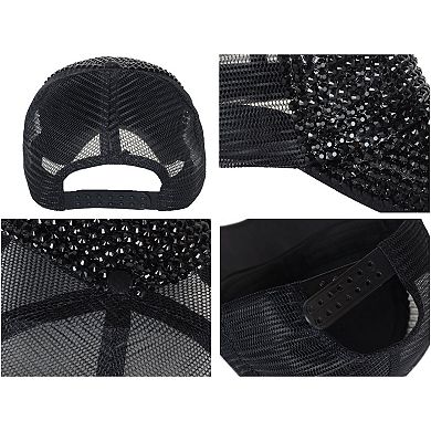 Sparkling Rhinestone Mesh Baseball Cap for a Glamorous Look