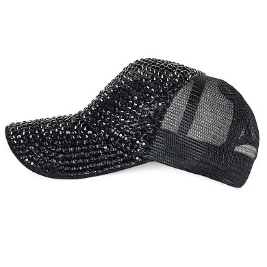 Sparkling Rhinestone Mesh Baseball Cap for a Glamorous Look