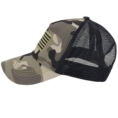 Flag Trucker Hat Classic Embroidered Baseball Cap Mesh Adjustable Cap for Men Women