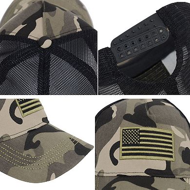 Flag Trucker Hat Classic Embroidered Baseball Cap Mesh Adjustable Cap for Men Women