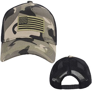 Flag Trucker Hat Classic Embroidered Baseball Cap Mesh Adjustable Cap for Men Women