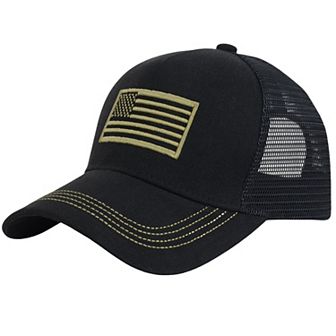 Flag Trucker Hat Classic Embroidered Baseball Cap Mesh Adjustable Cap for Men Women