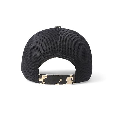 Distressed Cotton Baseball Cap with Embroidered Flag Patch