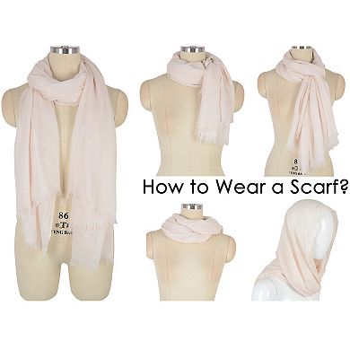 Lightweight Solid Cotton Linen Scarf Large Long Gauze Beach Wrap Shawl 78 Inches