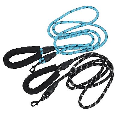 Dog Leash with Comfortable Padded Handle and Highly Reflective Threads for Medium Large Dogs