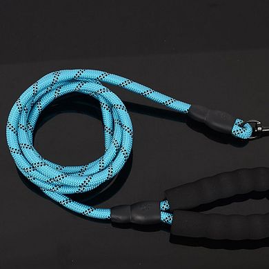 Dog Leash with Comfortable Padded Handle and Highly Reflective Threads for Medium Large Dogs