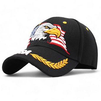 Embroidered Eagle Baseball Cap with Patriotic Flag Design