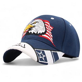 Embroidered Eagle Baseball Cap with Patriotic Flag Design