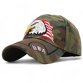 Embroidered Eagle Baseball Cap with Patriotic Flag Design